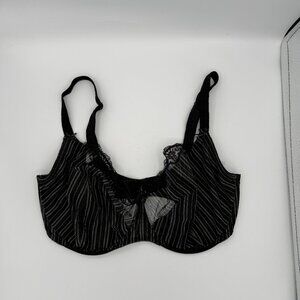 Freya Black White Striped Bra Underwire Unlined Sheer 36G